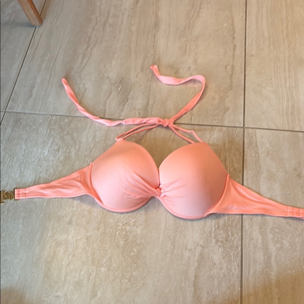 Victoria Secret Swim Coral Halter Bikini Top 34DD